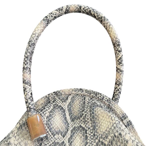 Louise Et Cie | Bubble Snake Embossed Leather Framed Mini Bag | Toasted Almond - Picture 9 of 12